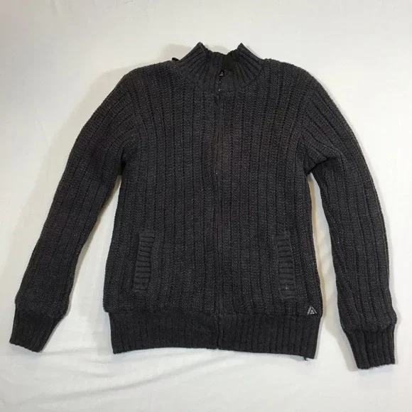 American Stitch Mens Cable Knit Sweater Jacket Size L Fleece Lined Plush Zip Up - Picture 2 of 13